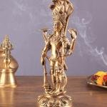 Pure Brass Resting Ganesha Statue | 11" x 5" x 3.4" (28 x 12.7 x 8.6 cm) | 2 kg Nepalese Style Art | Serene Divine Murti